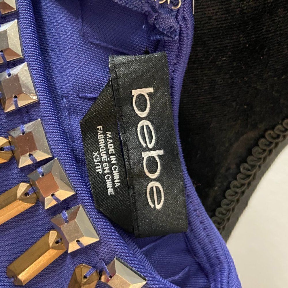 bebe Royal Blue Studded Bodycon Dress – Sleeveless Cocktail Dress XS - Picture 3 of 3
